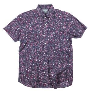 Bonobos Slim Fit Purple Floral Print Button S/S Dress Shirt Men's Neck Size 15.5